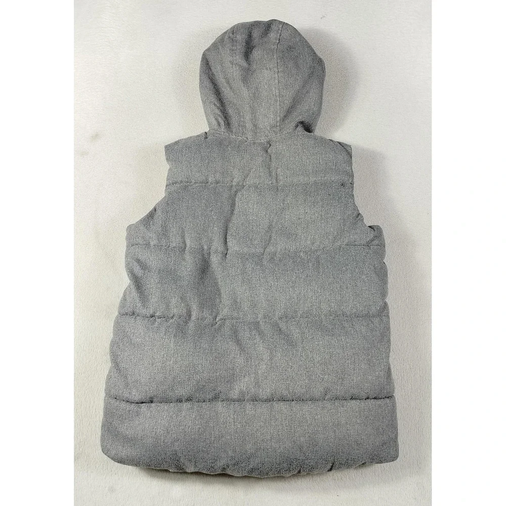 Old Navy Vest Youth Large 10-12 Gray Hooded Quilted Puffer School Winter Warm